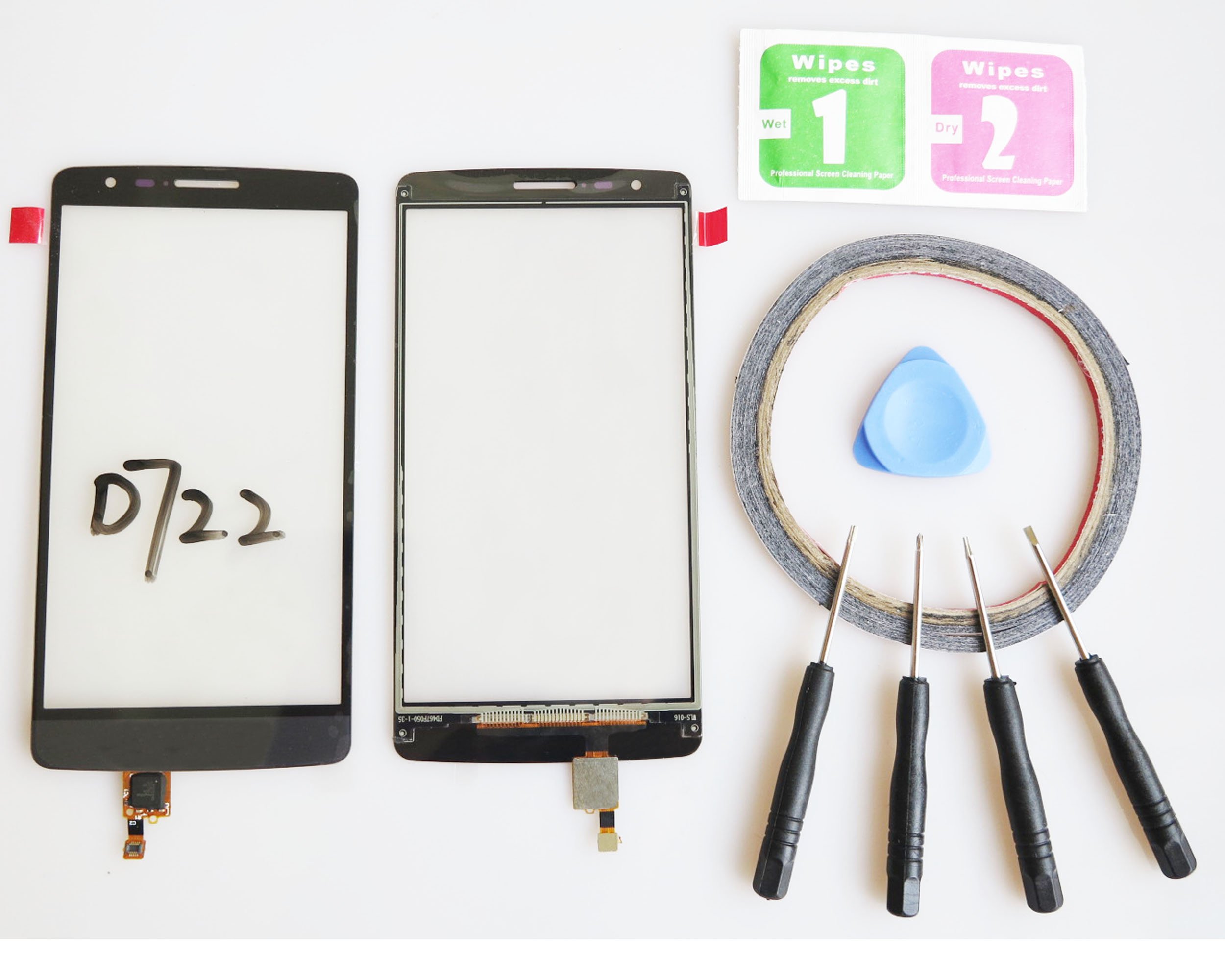 For LG G3S Mini D722 Glass Screen Display Touchscreen Replacement part（Without LCD） For LG G3S Mini D722 black+ Tools & Double-sided adhesive + Cleaning alcohol Wiping package