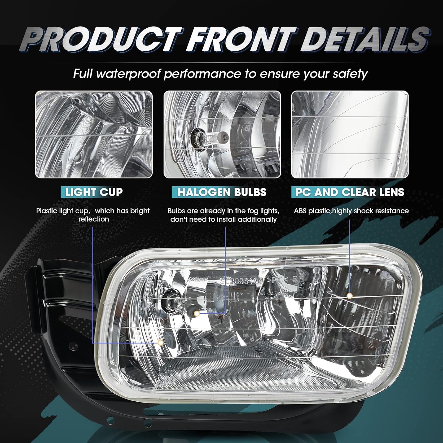 Driving Fog Lights Lamps Assembly for 2009-2012 Dodge Ram 1500, 2010-2018 Dodge Ram 2500 3500 Fog Light Replacement with H10 12V 42W Bulbs with Brackets