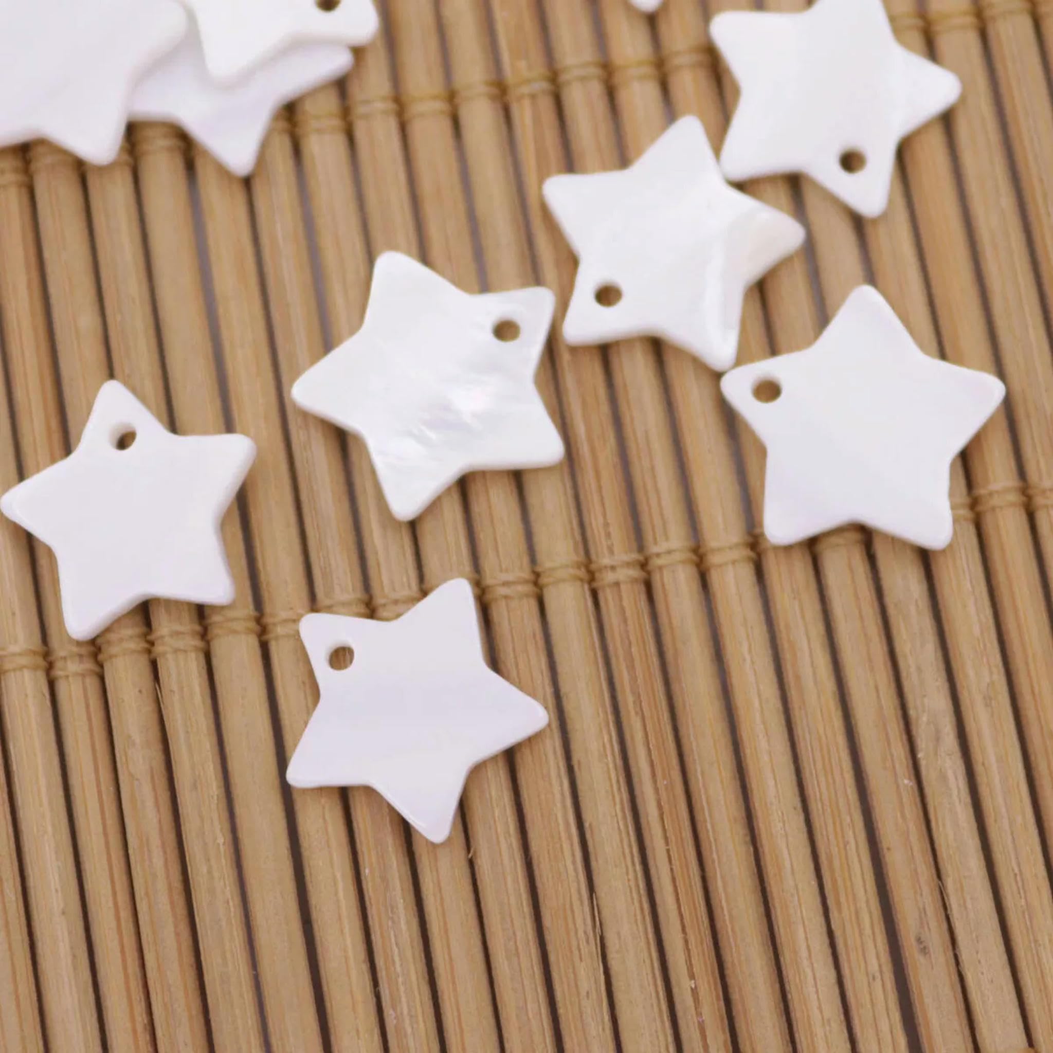 Lote de 50 Cuentas de Concha Natural con Forma de Estrella de nácar de 12 mm para Hacer Joyas.