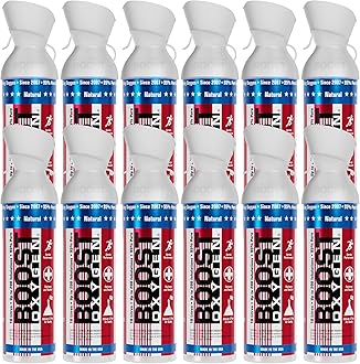 Boost Oxygen Large Natural Stars & Stripes 10L Canister | Respiratory Support for Aerobic Recovery, Altitude, Performance & Health (12 Pack)