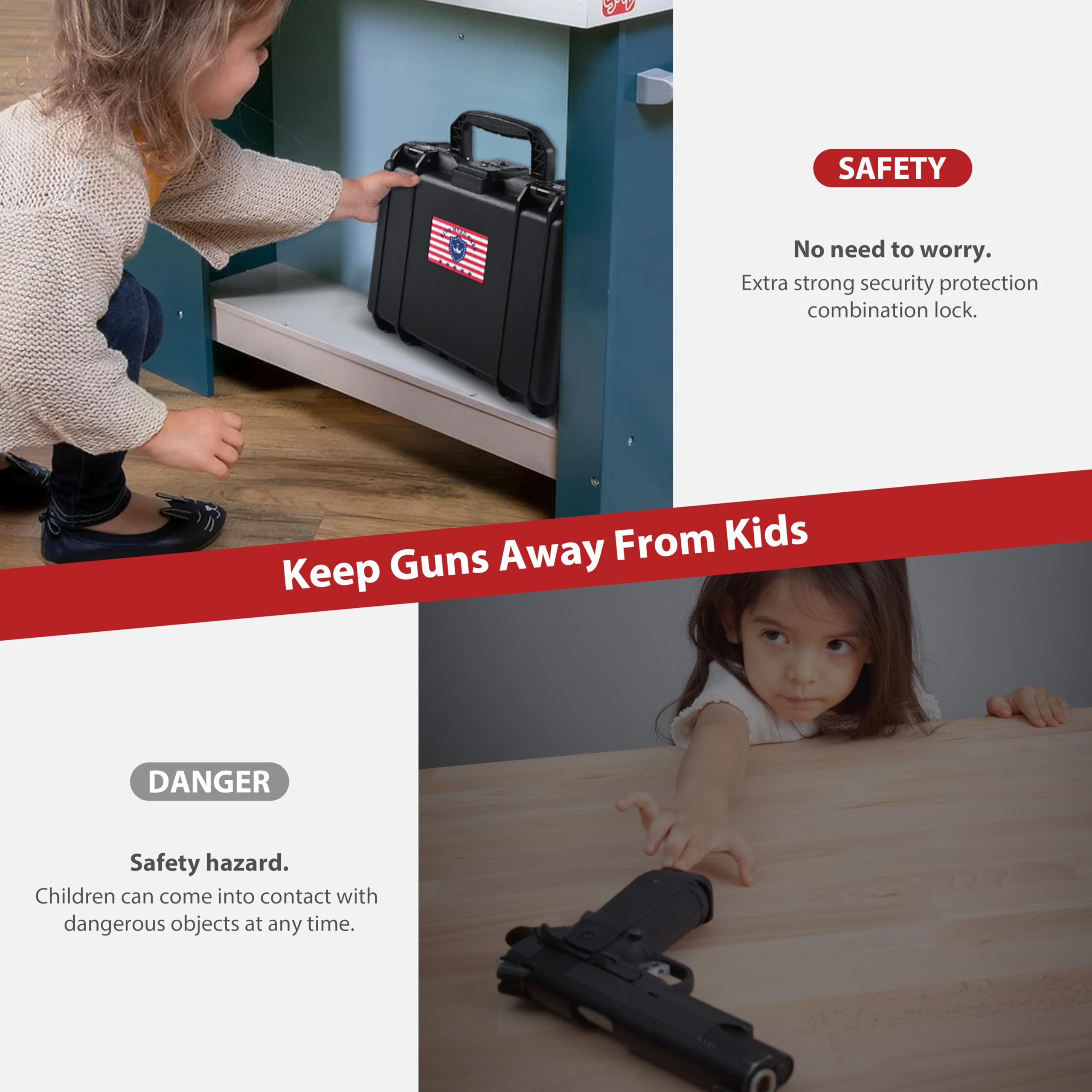 Kinghardcase Custodia Rigida Impermeabile Antiurto per Pistola, TSA Combinazione Bloccabile, 10.6 x 8.8 x 4 pollici