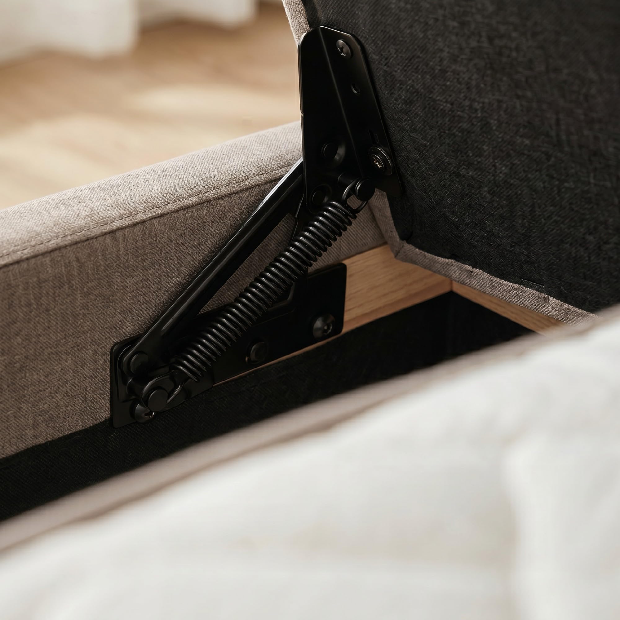 HOMCOM Cassapanca 142L Pouf Contenitore Poggiapiedi Grande 122x48x44cm, Seduta Imbottita 2 Posti, Panca Contenitore Effetto Lino, Struttura in Legno, 200 kg, Camera da Letto, Soggiorno