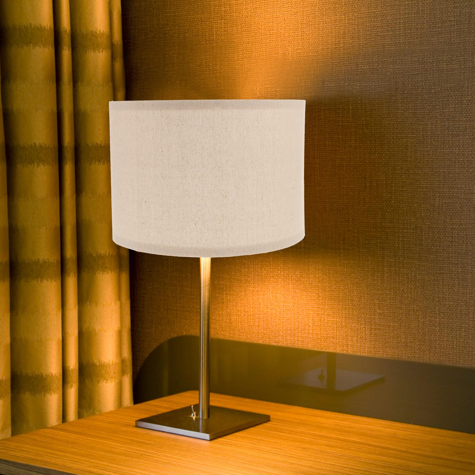 Paralume Grande in Lino Staccabile 26x19 Cm per Lampada da Tavolo da Terra, Coprilampada Robusto e Ferro, Ombra Chiara per Casa, Ufficio e Studio