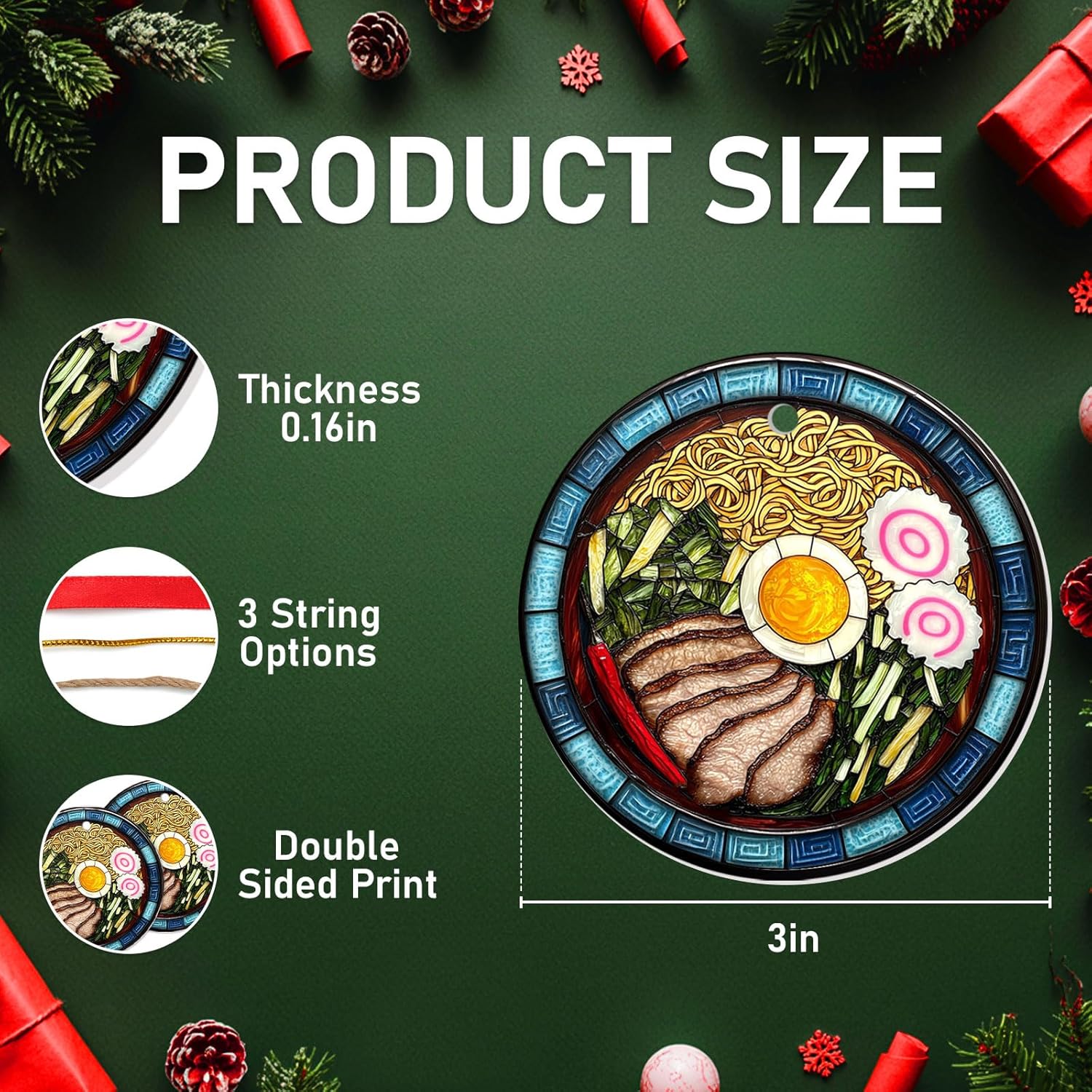 Ramen Lover Ornament 2025 – Japanese Noodle Bowl Christmas Ornament, Cute Foodie Xmas Tree Decoration and Fun - Image 2