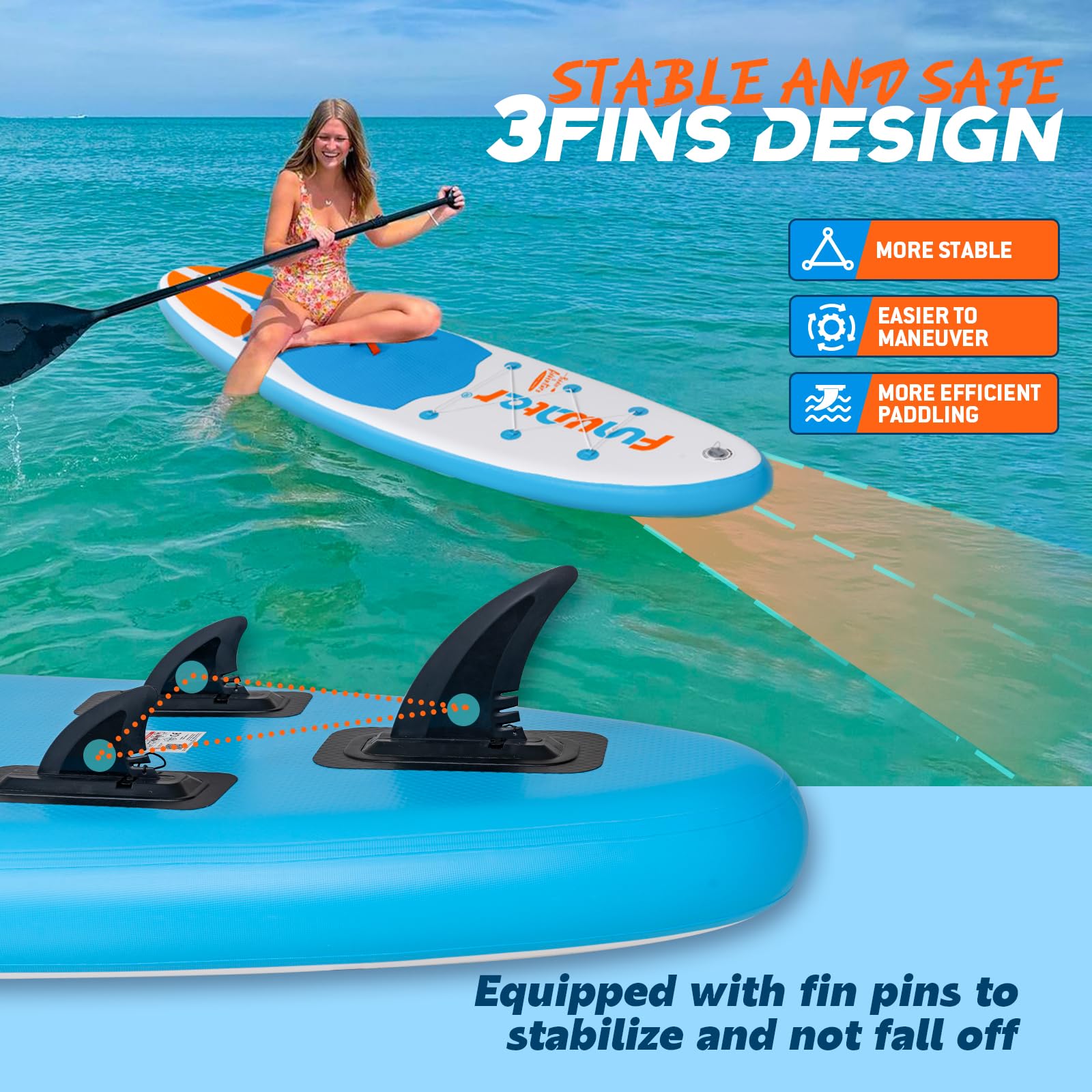 FunWater Planche Gonflable de Stand Up Paddle avec Pompe, Sac à Dos et Sac étanche