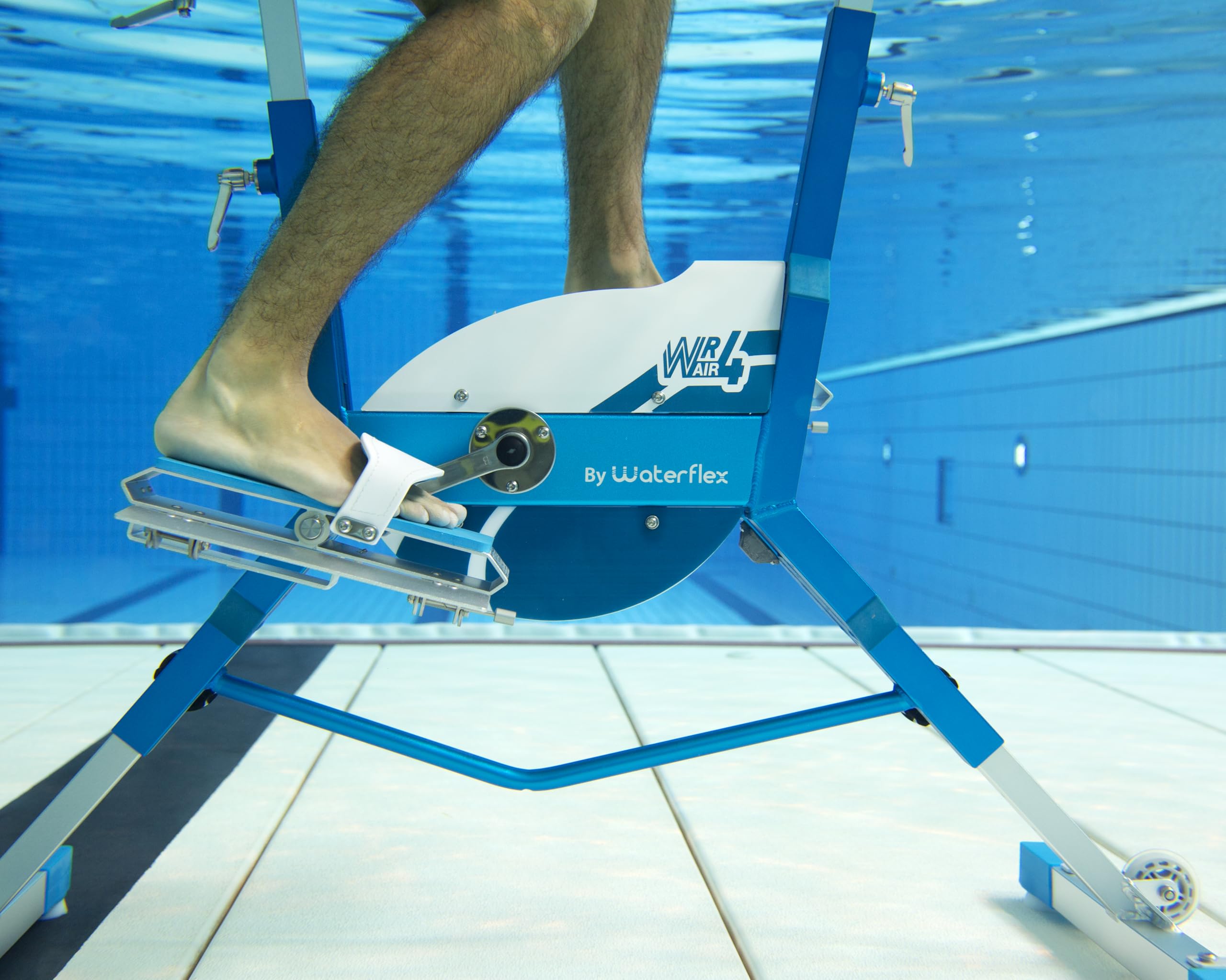 Aquabike Aluminium WR4 WX-WR4A - Vélo de Piscine Tonifiant - Résistance Hydraulique - Réglages Faciles - Utilisation Pieds Nus - Prof. 1,1-1,6m - WX Water Flex Water Fitness Expert