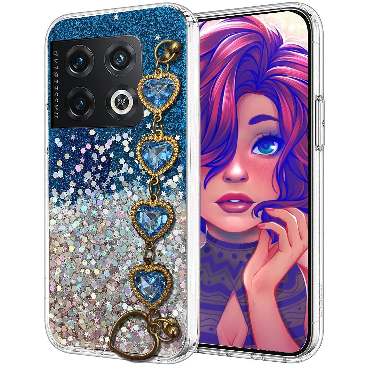KC Back Cover for Oneplus 10T 5G, Epoxy Dry Non Moving Luxury Diamond Bracelet Holder TPU Sparkle Stars Silicone Girls Women Case (Blue) (B0BLZCNTT9) Amazon Price History, Amazon Price Tracker
