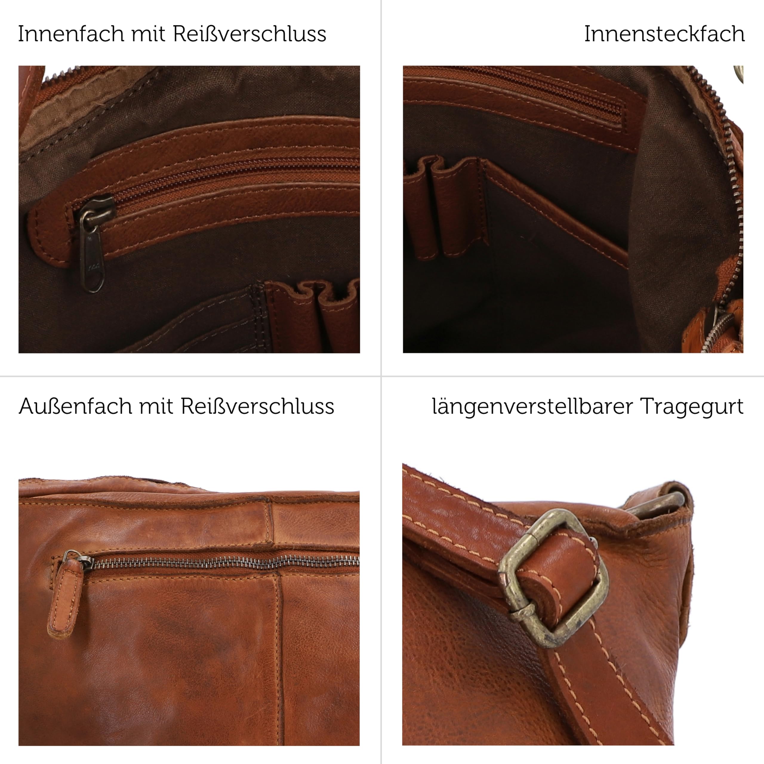 Gusti Handtasche Leder - Suzanne Damen Umhängetasche Ledertasche Vintage Leder