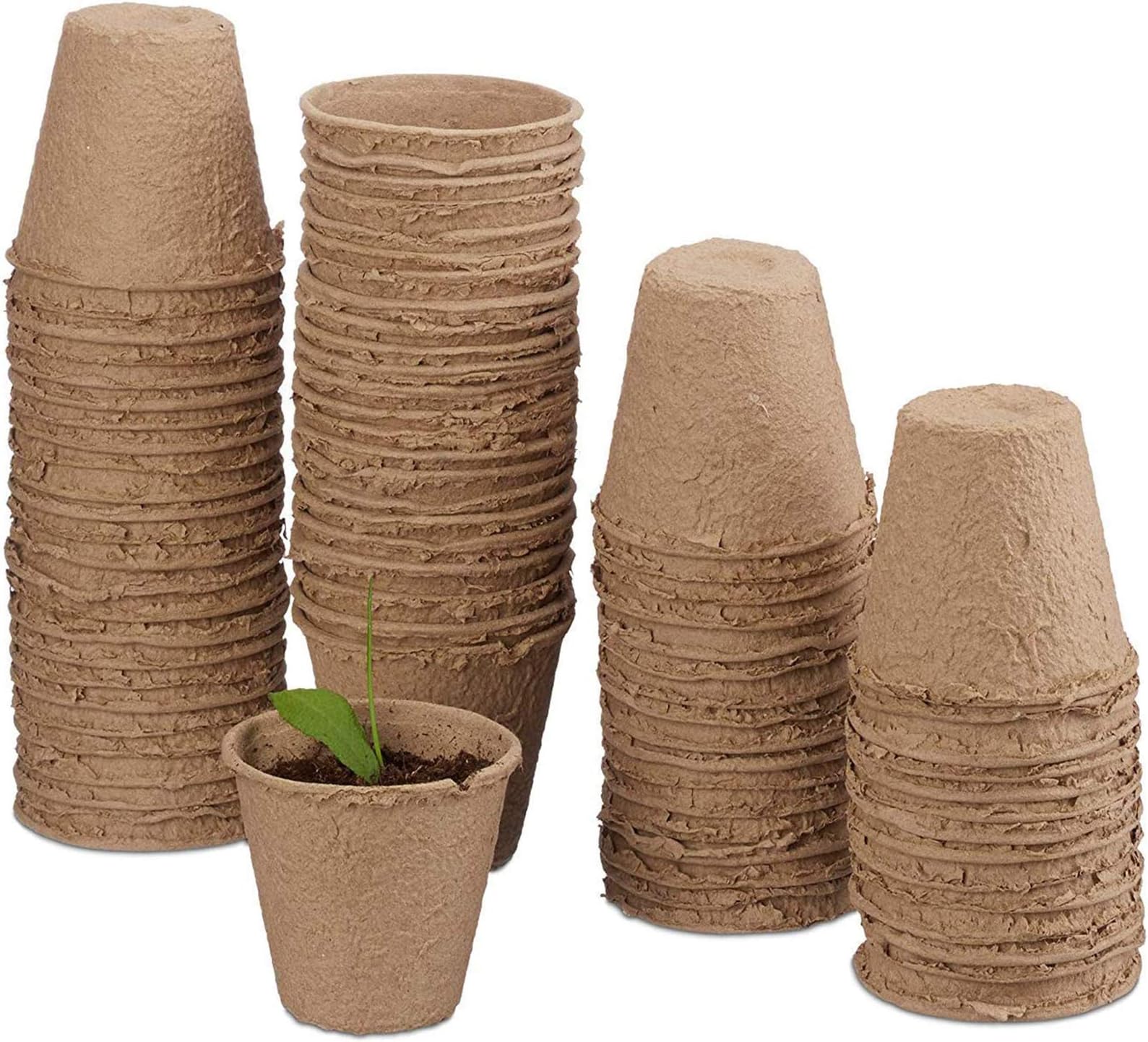 Funmo Biodegradable Seedling Pots, Round Fibre Pot, Fibre Seed Pots, Organic Plant Starter Kit, Seedling Raising Cups for Vegetable Plants Flower (80 PCS)