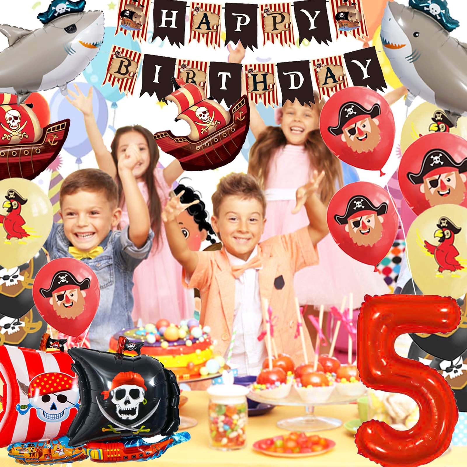 Piraten Geburtstagsdeko Für Den 8. Geburtstag – Luftballons, Banner & Cake-Topper Im Set – Ideal Für Mottoparty