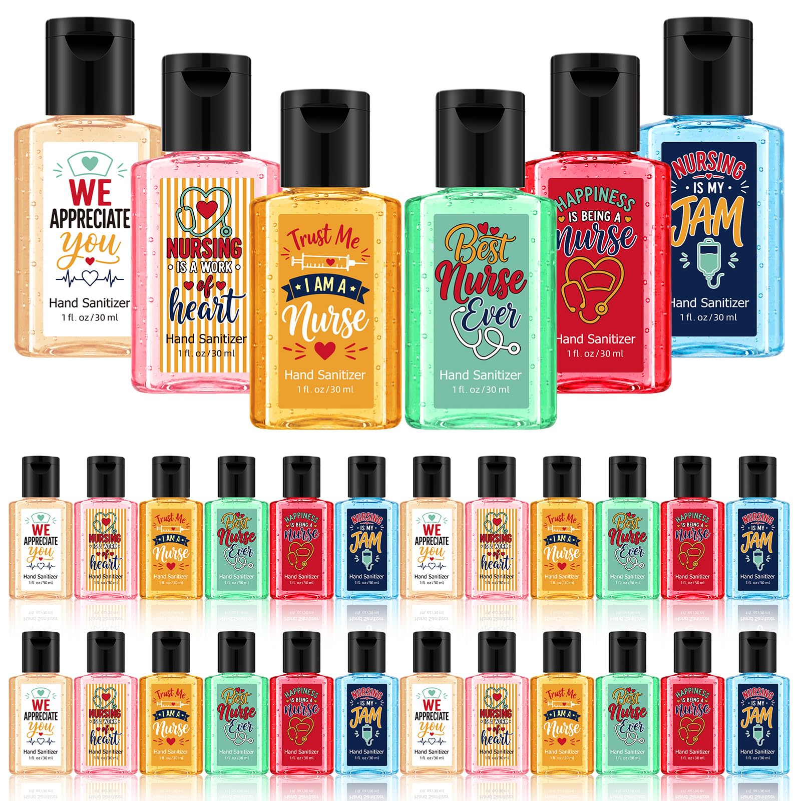 Frienda 24 Pack Christmas Nurse Mini Hand Sanitizer Bulk Travel Size 1 oz