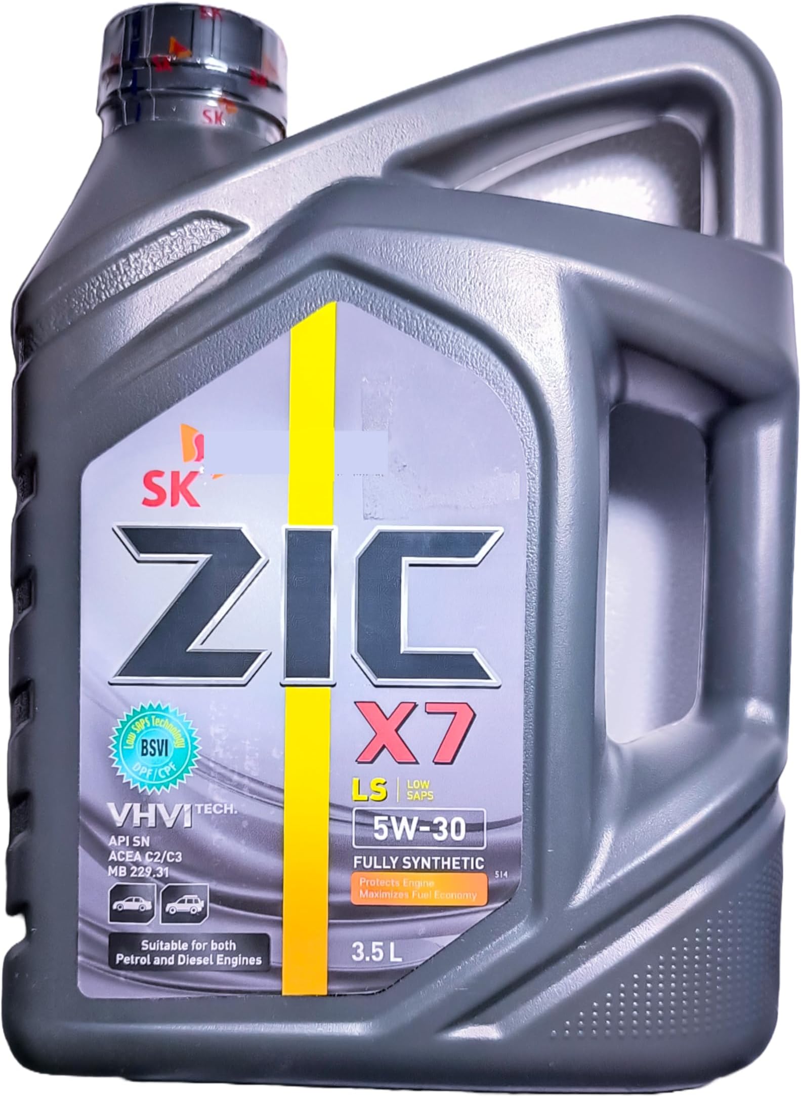X7 5W-30 (3.5 L, API SN Plus) Fully Synthetic Car Engine Oil with SK's Proprietary VHVI Technology