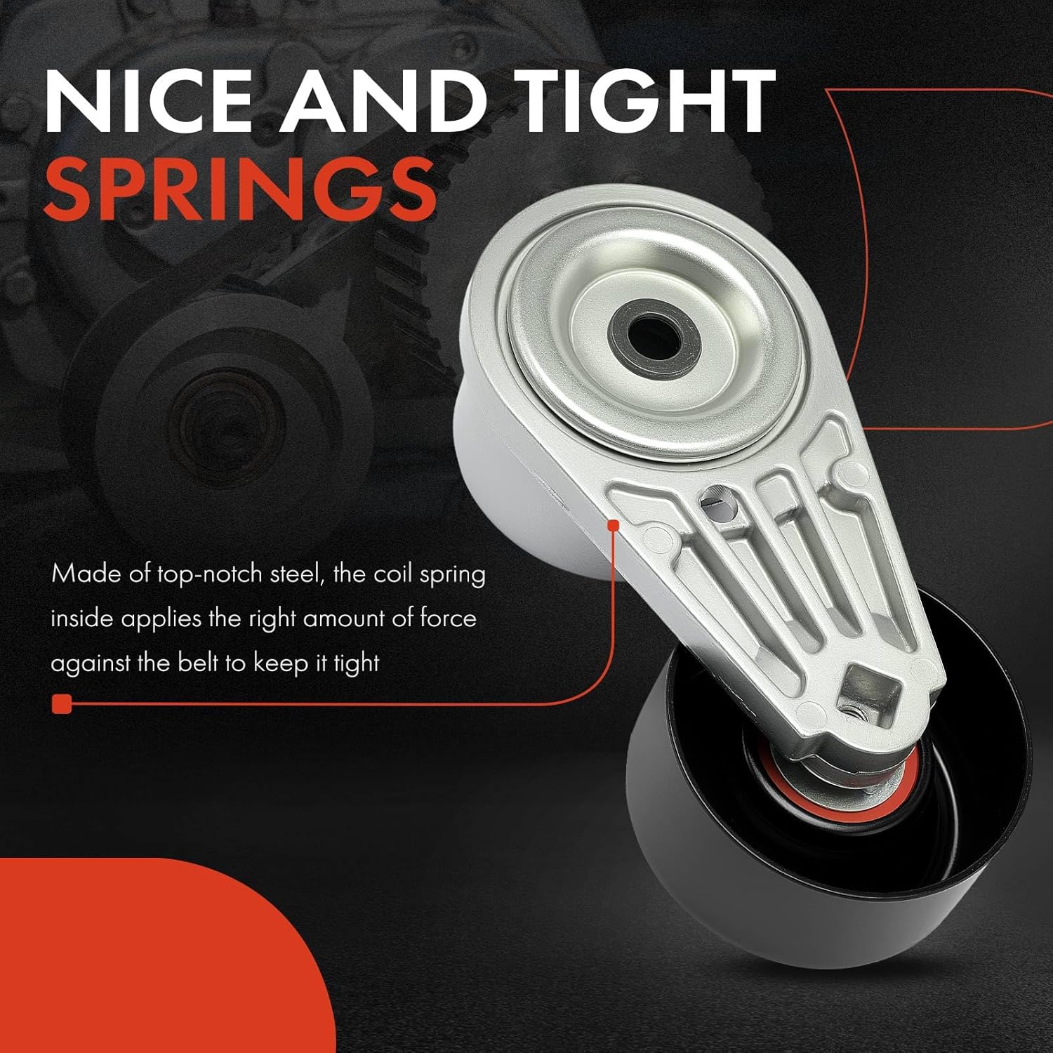 A-Premium Belt Tensioner Assembly with Pulley Compatible with Nissan Frontier 2015-2019, Pathfinder 2005-2012, NV1500/NV2500 2012-2021, NV3500 2012-2020, Xterra 2005-2015 & Suzuki Equator 2009-2012