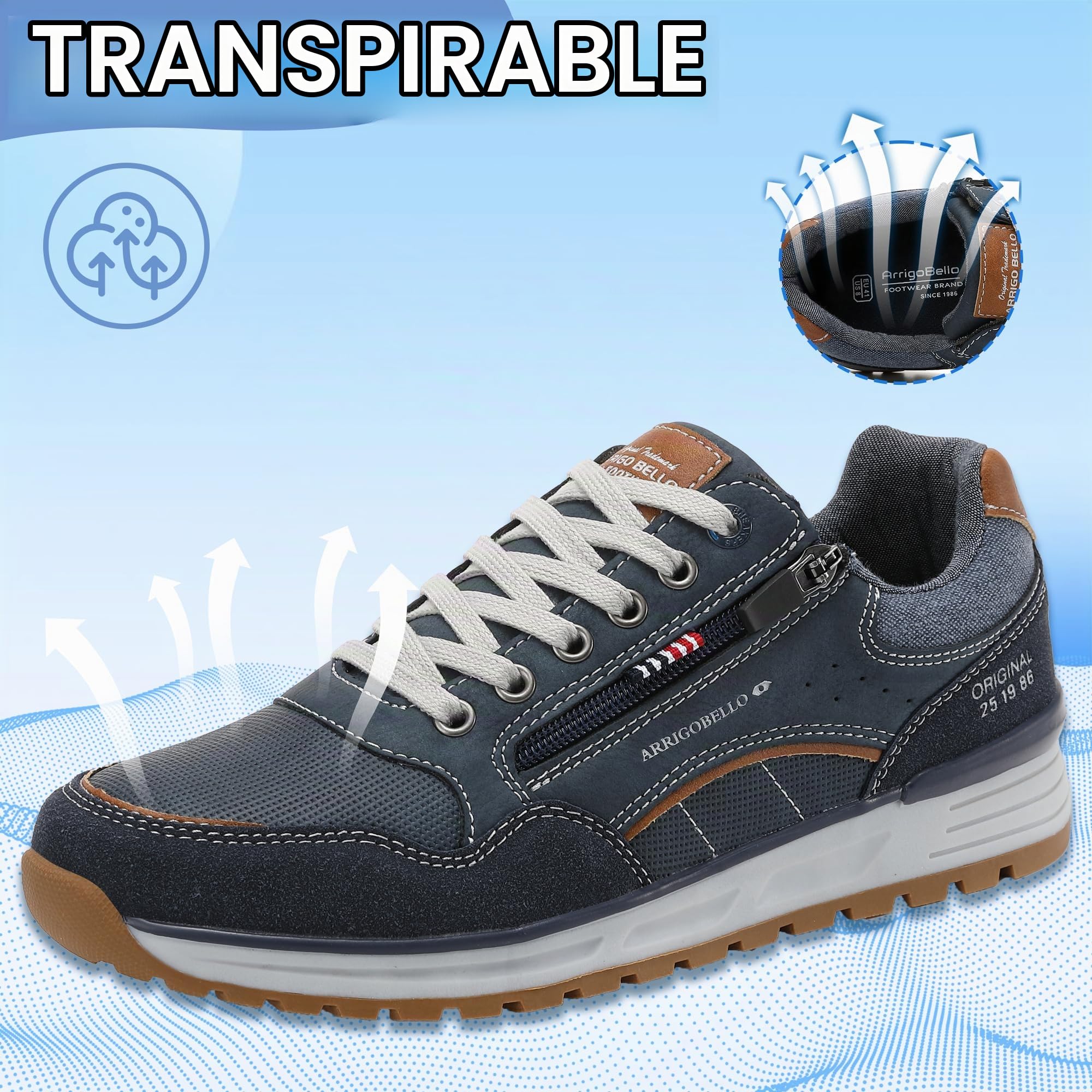 ARRIGO BELLO Zapatillas Hombre Zapatos Vestir Casual Deportivas Transpirables Gimnasio Correr Sneakers Talla 41-46(B Azul,Numeric_42)