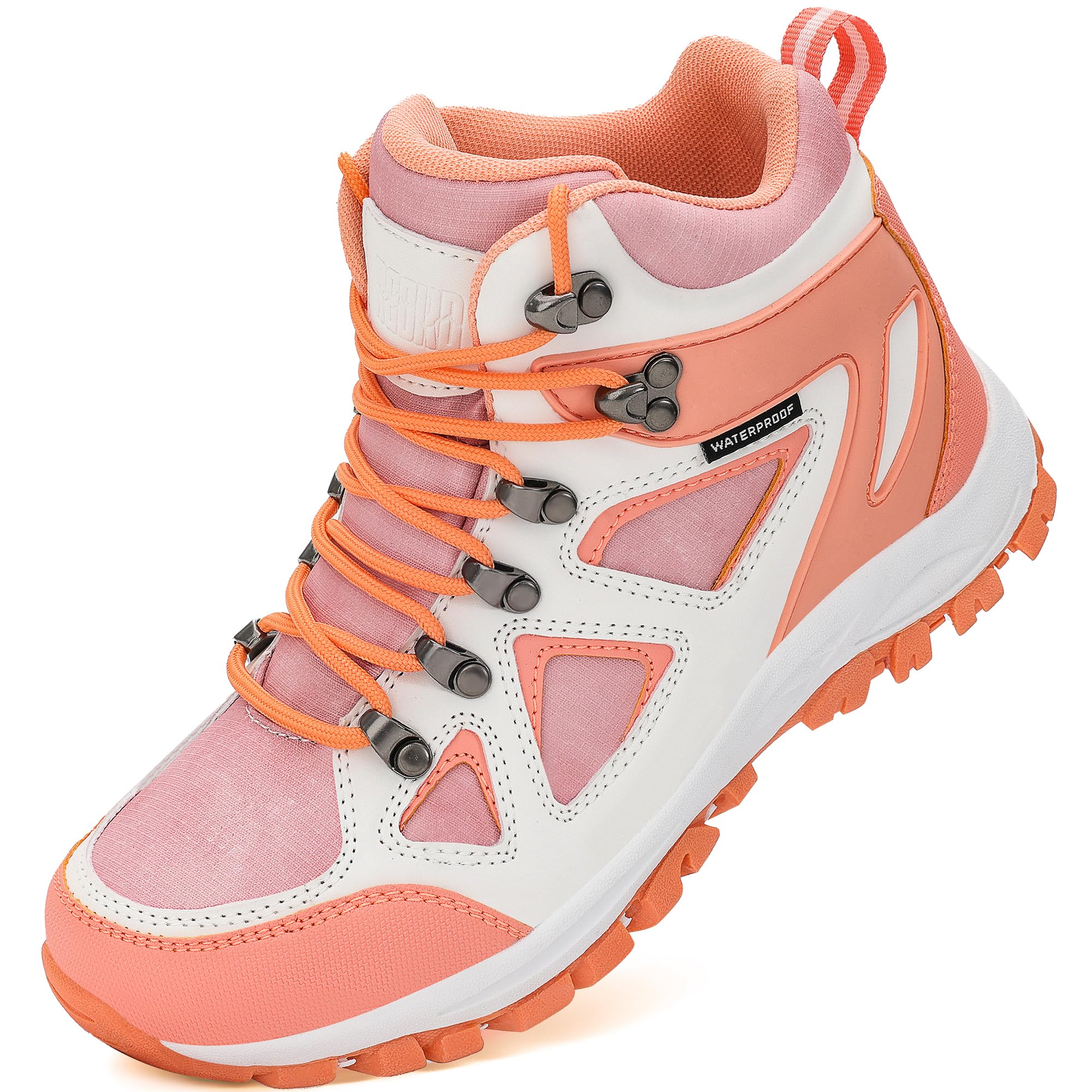 R CORD Kids Hiking Boots Waterproof Durable TPR Traction Outsole Anti-Skid Athletic Lace Up Hiking Shoes for Outdoor Adventure