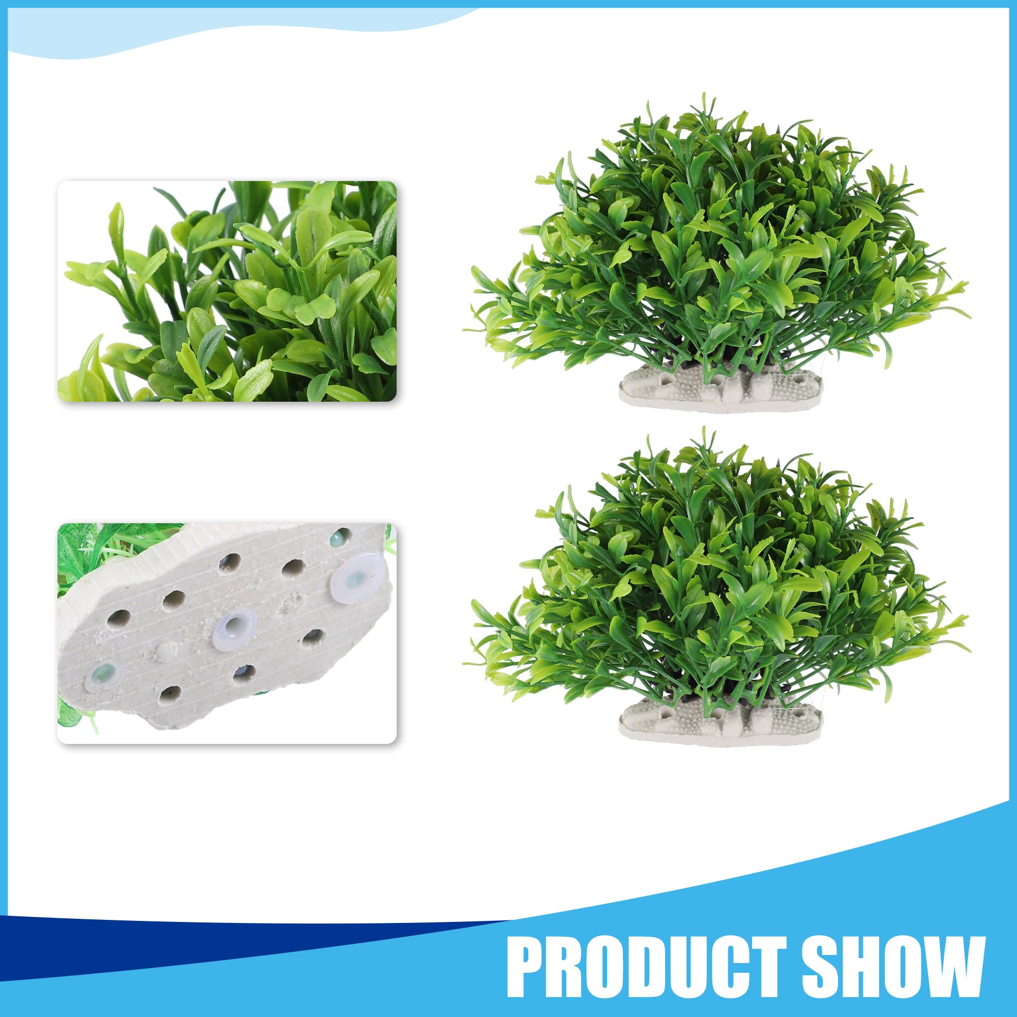 CAPASTEC Aquarium Plastic Plants, Artificial Aquatic Plant for Fish Tank Landscape 4.33 Inch (Green) 2Pcs - Image 2