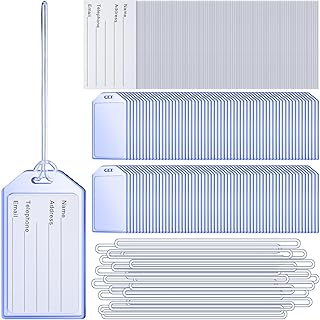 Clear Cruise Luggage Tags with Loops Heavy Duty PVC Tag Suitcases Identification ID Card with Business Card Insert