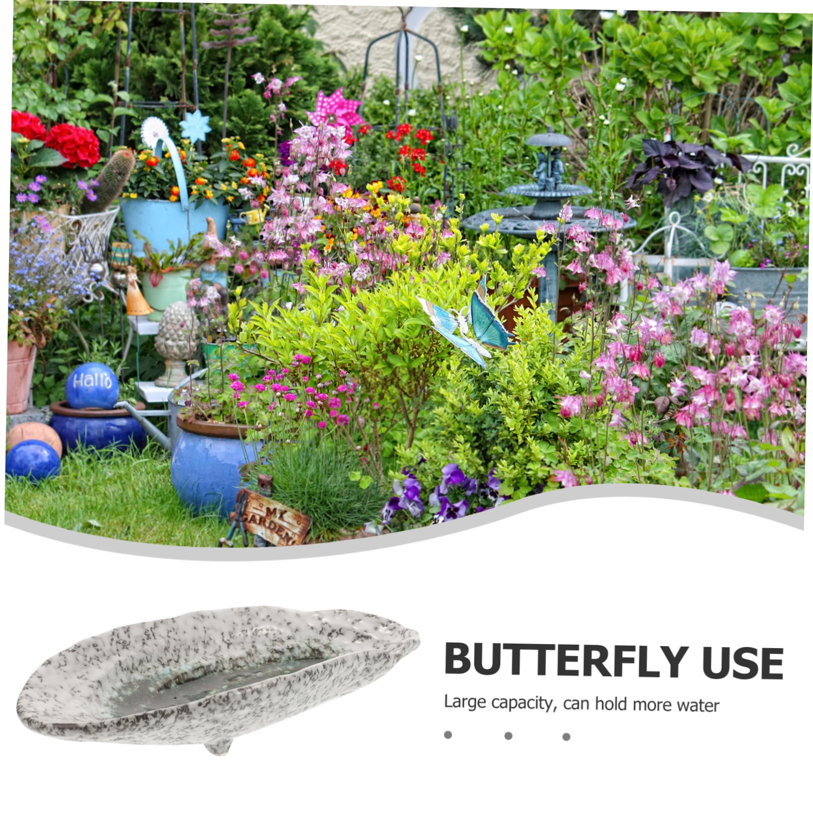 Keramik Schmetterlingsfutterspender für Draußen, Groß, Elegant