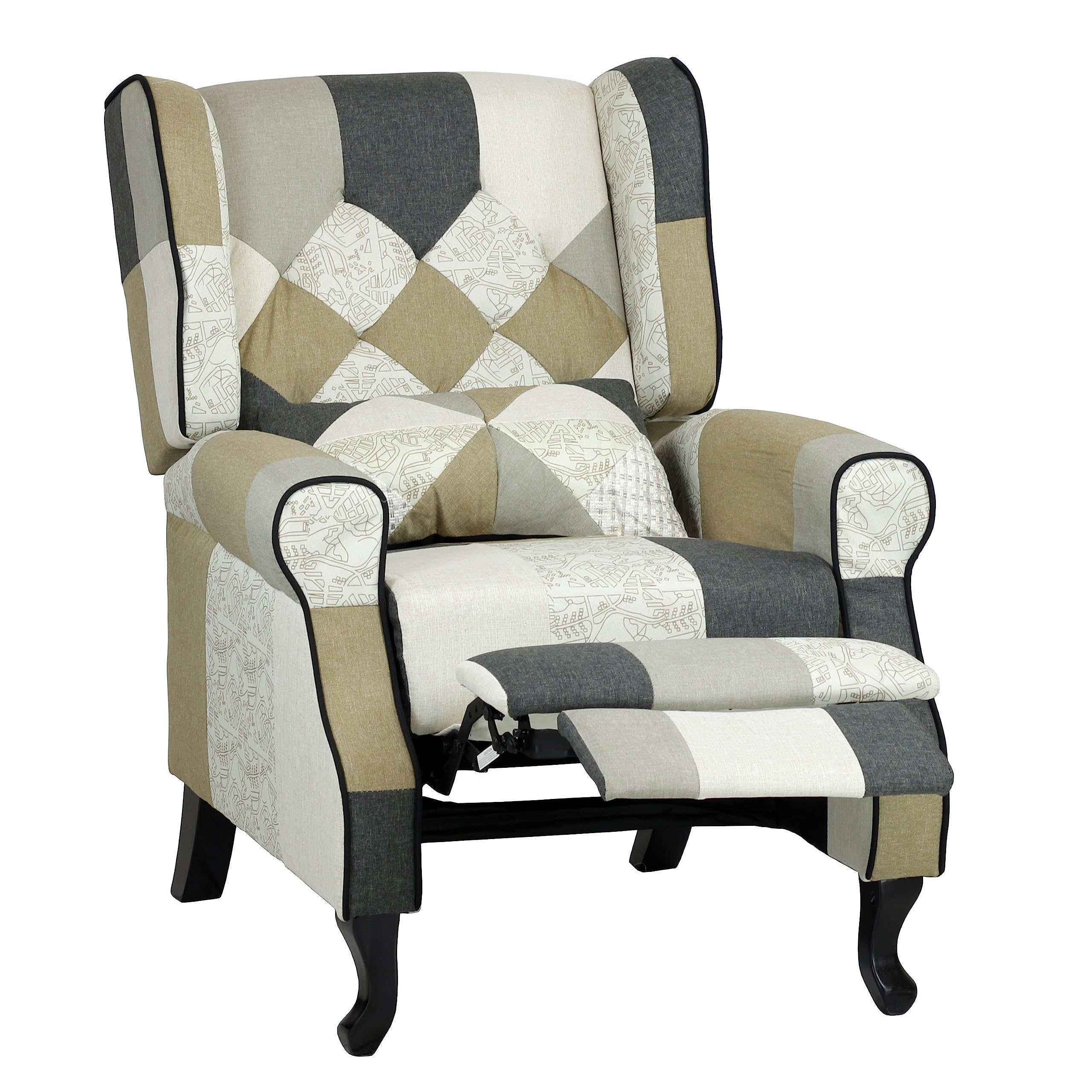 Totò Piccinni Poltrona Relax Reclinabile con Poggiapiedi Imbottita (Patchwork Elegant, Comfort)