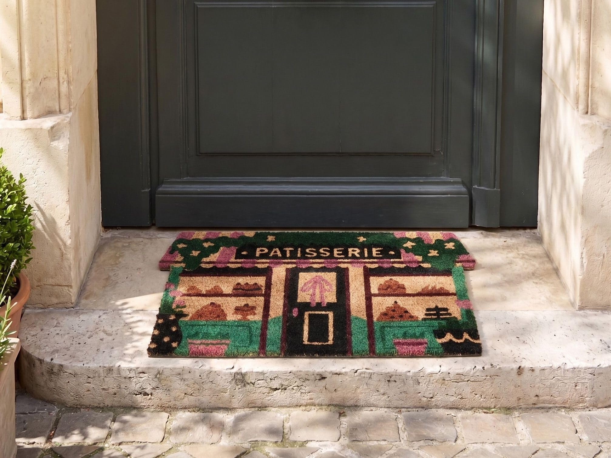 Beliani Paillasson en Fibre de Coco 60 x 90 cm Antidérapant Dessous en PVC Motif Pâtisserie Multicolore Ternate