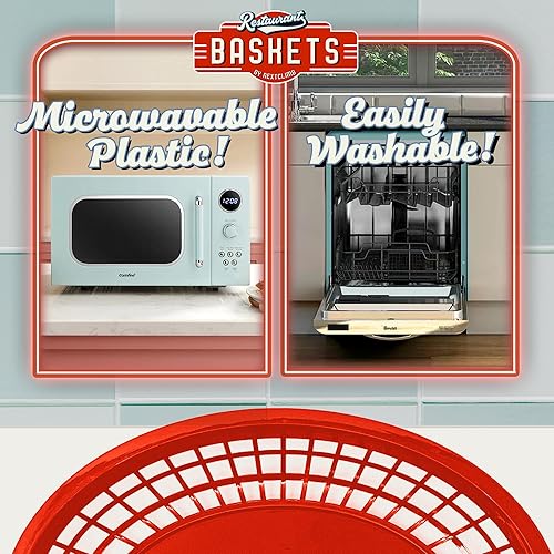 Miniatura 5 de NextClimb Cestas de plástico de comida rápida, enormes cestas de comida de 12 x 9 pulgadas para servir, reutilizables, para restaurante, comedor,