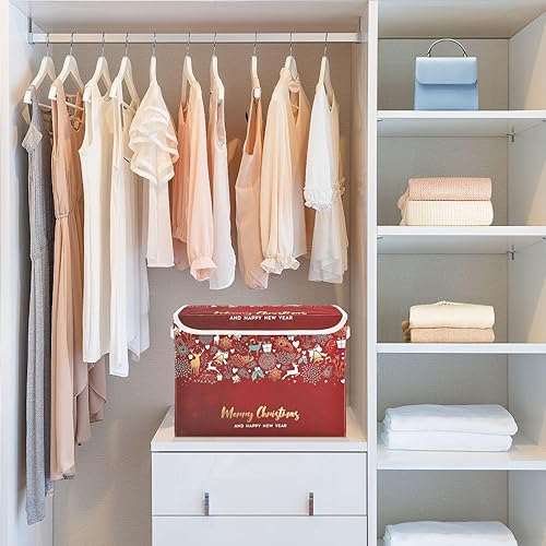 Miniatura 4 de MNSRUU Cajas de almacenamiento plegables de tela con tapas y asa, cubos de almacenamiento de adornos, organizadores de armario y contenedores de