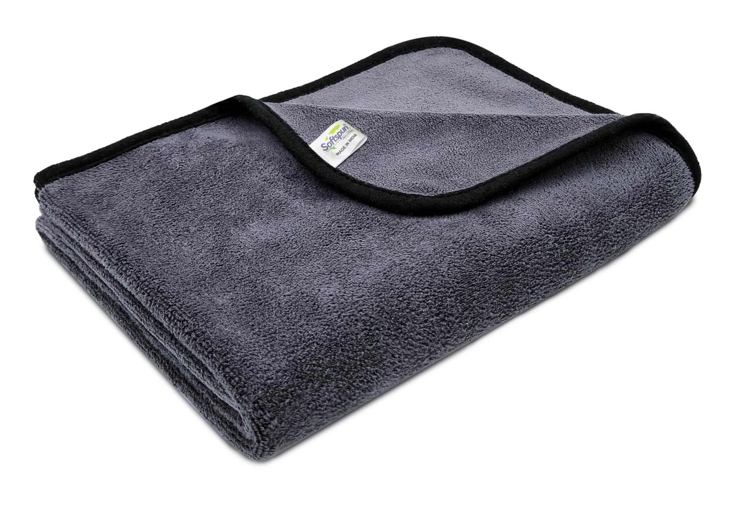 SOFTSPUN Microfiber Extra Large, The 500 GSM 50x80cm (19.5”x31.5”), Highest 70/30 Blend, Heavy Duty Drying Towel Ultra Absorbent Scratch-Free One-Pass Vehicle-Drying Cloth For Cars & SUVs,1-Pack, Grey