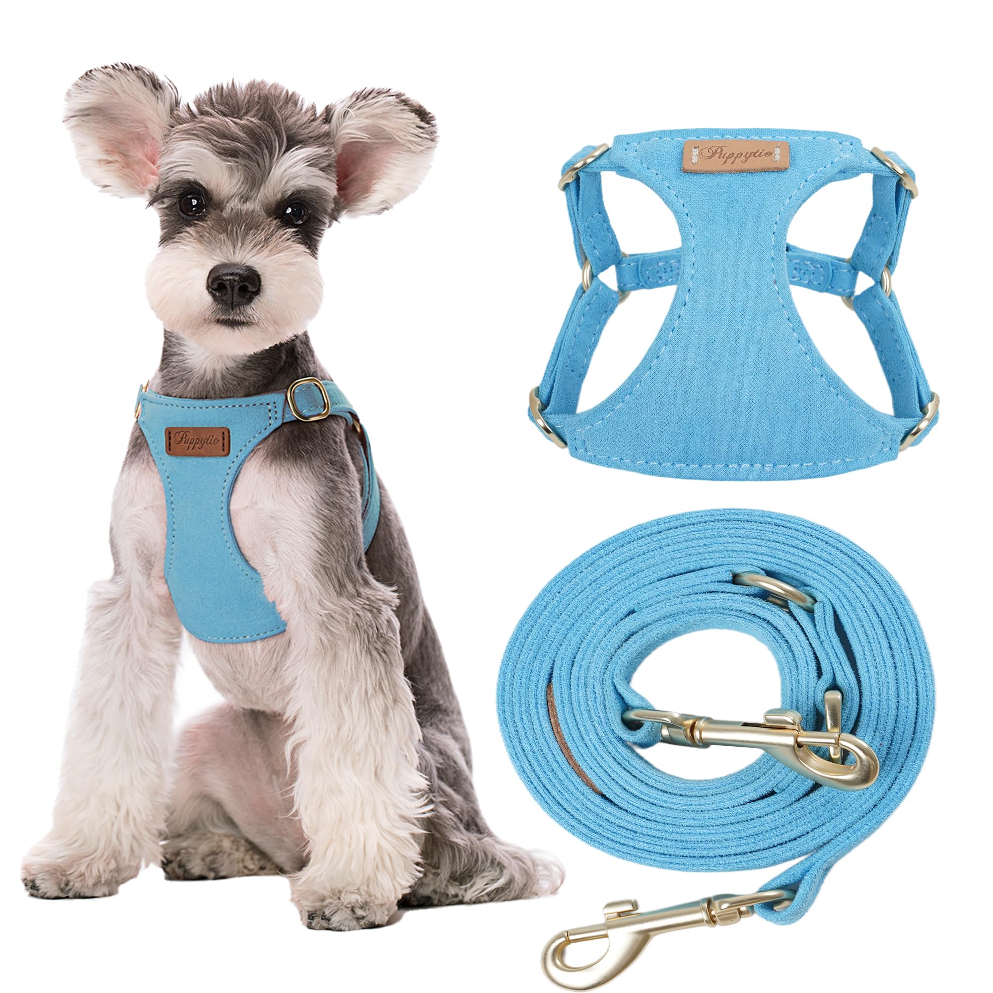 Puppytie No Pull Dog Harness with Multifunction Dog Leash,Soft Adjustable No Choke Escape Proof Pet Harness Vest for Medium Dogs or Large Dogs,Ocean