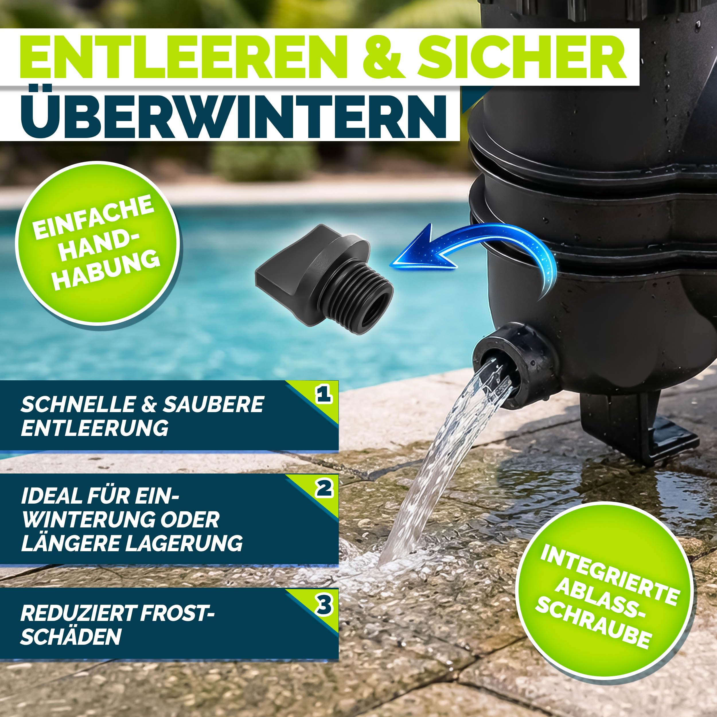 tillvex® Filterpumpe Pool mit Timer 9.500L/h & 550W | Schwimmbadpumpe Förderhöhe max. 10m | Poolfilter Umwälzpumpe für 40m³ Pools | Poolpumpe selbstansaugend für Pools Aufstellpool Spa mit Vorfilter