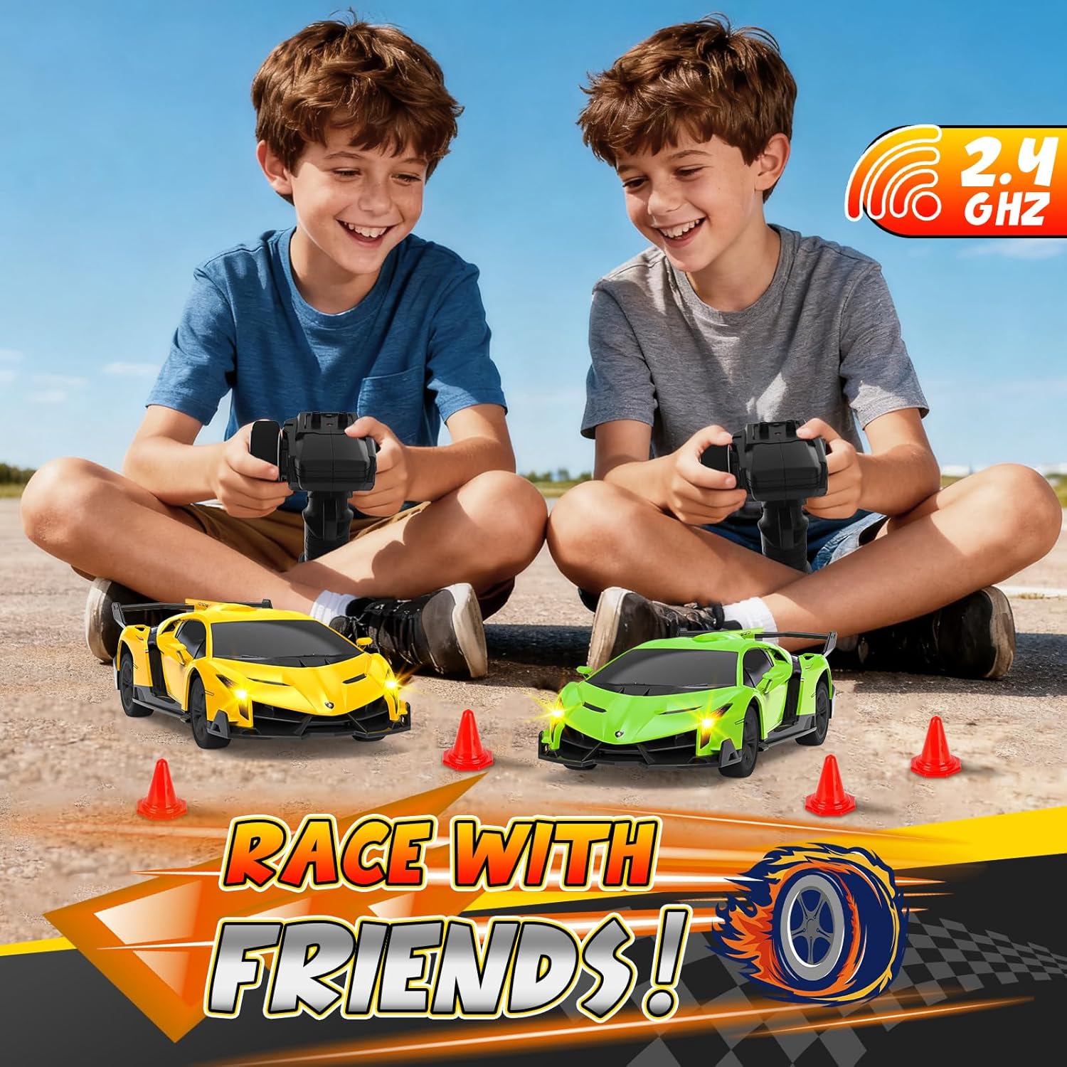 Lamborghini Remote Control Car, Officially Licensed 1:24 Scale 2.4GHz RC Drift Car Toys with Headlight PCS, Lambo Hobby Rc Cars for Boy Girl 4-12 Years Old, Birthday Gift (Green)