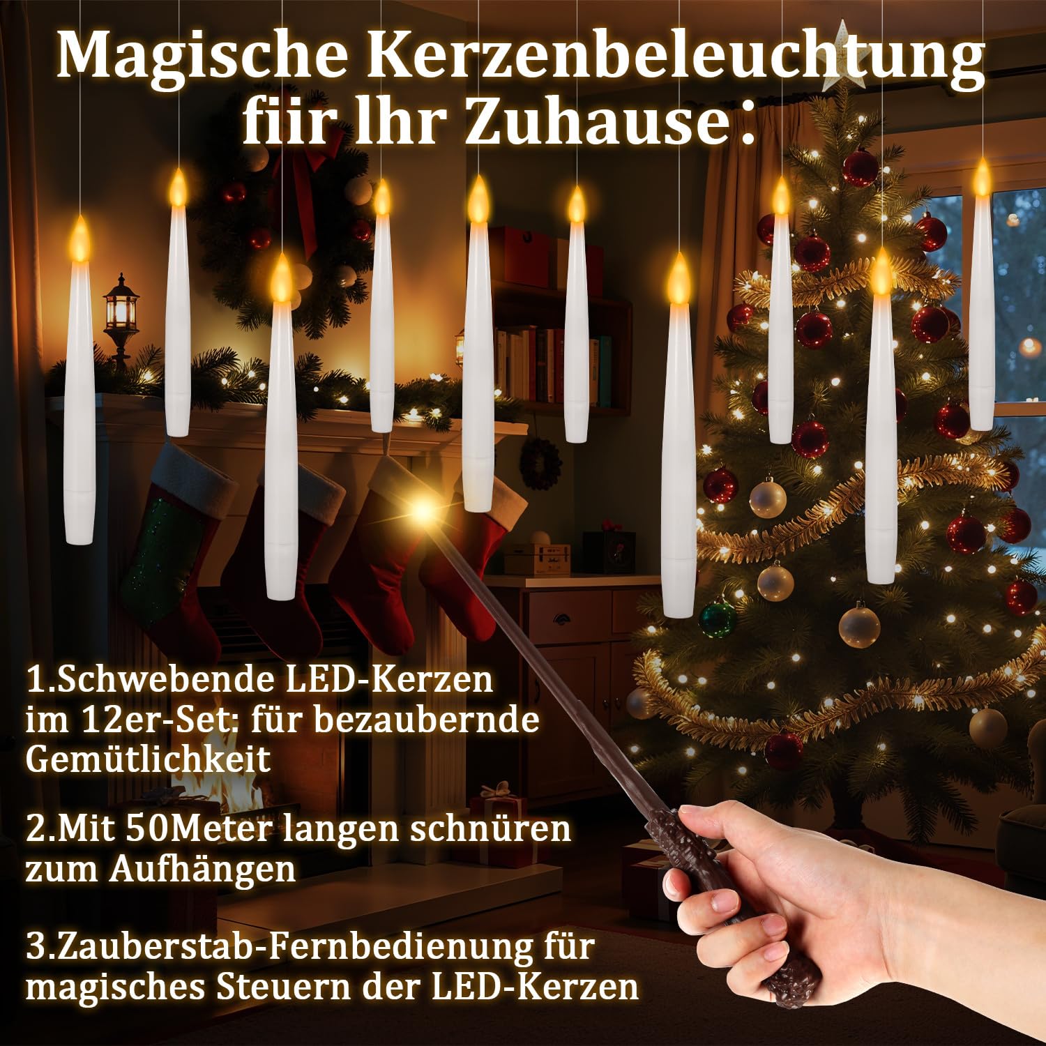 Świece LED unoszące się, duże opakowanie, 48 sztuk, 4 sztuki, magiczne świece unoszące się, kompletny zestaw, obszerna dekoracja na imprezę i wydarzenia