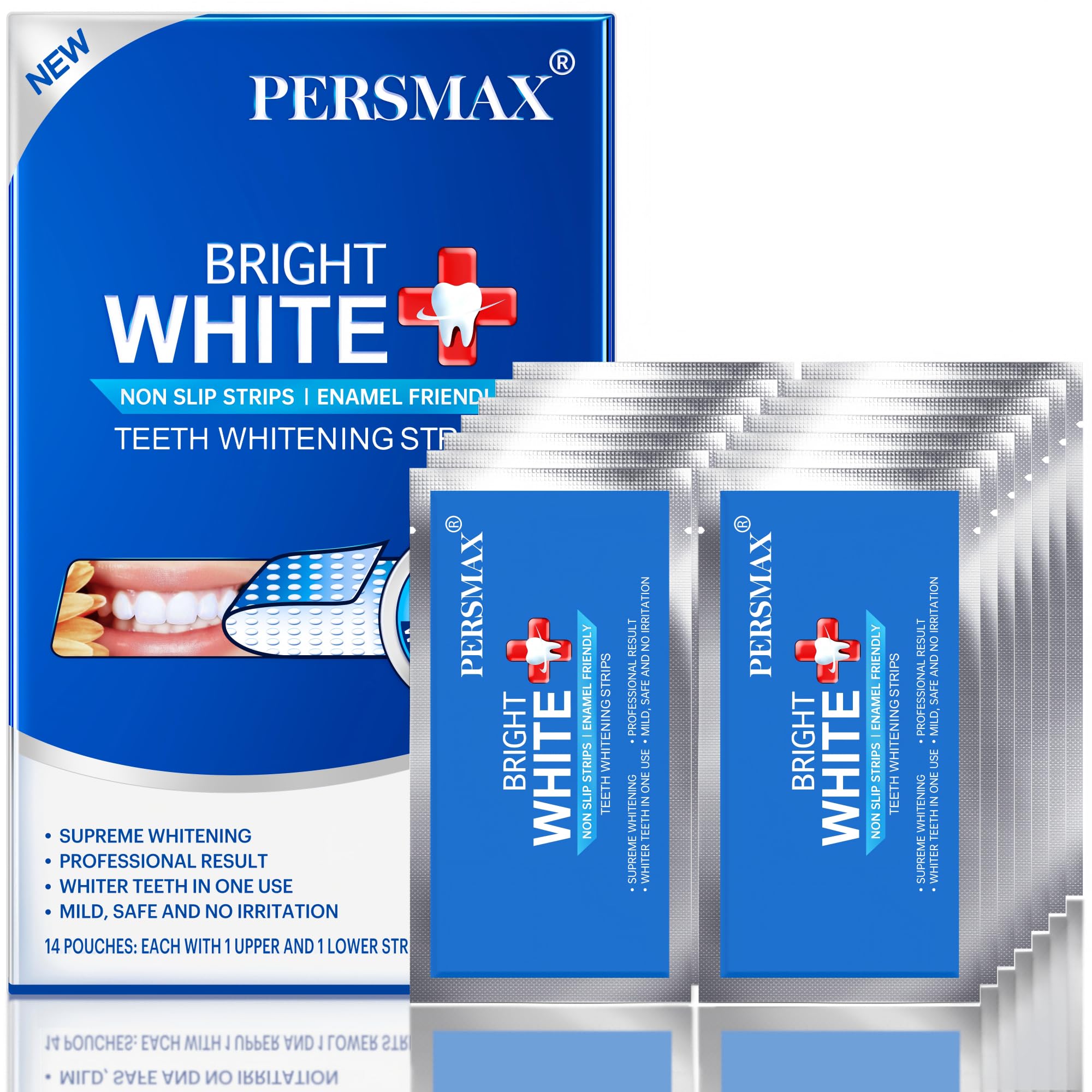 Teeth Whitening Strips – Professional Dentist Approved, Gum-Safe Formula, 28 Non-Slip Strips, 14 Treatment, Pain-Free Express Whitening Kit in 30 Min, Easy to Use for Bright Smile