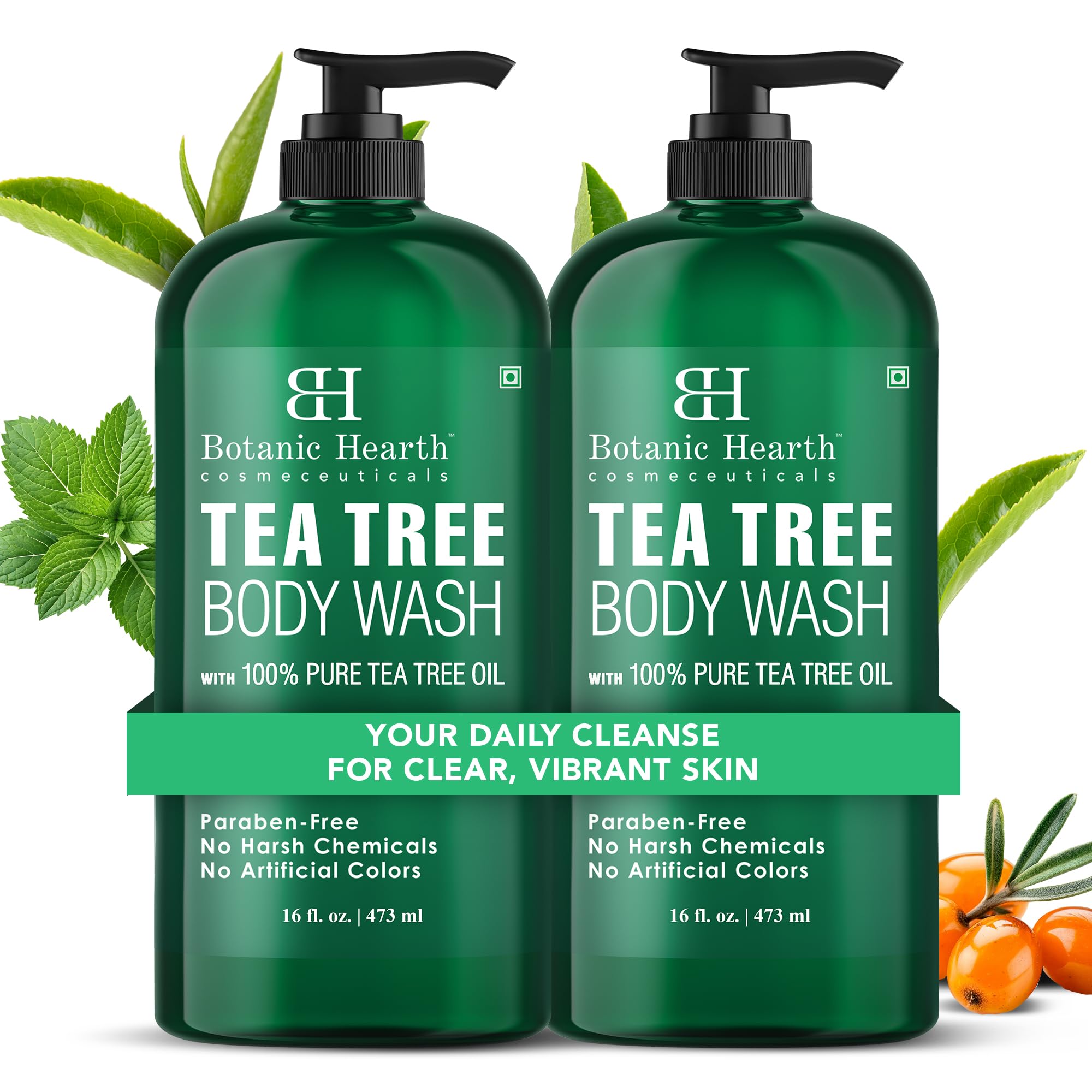 - Botanic Hearth Tea Tree Body Wash 16 fl oz (2 Pack) Natural Antifungal & Odor Control Shower Gel for Acne, Athlete’s Foot, Ringworm, Jock Itch, Healthy Skin, Sulfate & Paraben Free, for Men & Women