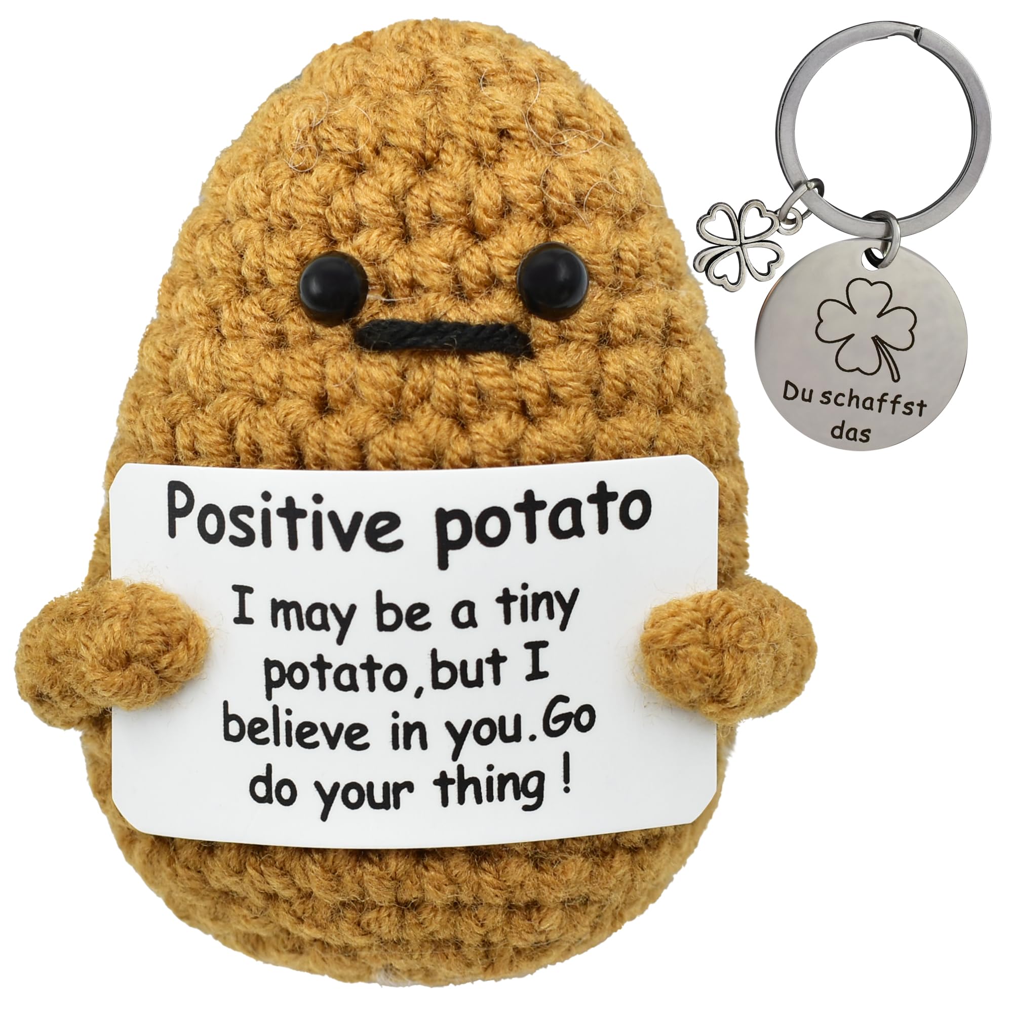 Patata Positiva Peluche Con Messaggio Motivazionale - Regalo Divertente Per Donne (Beige)