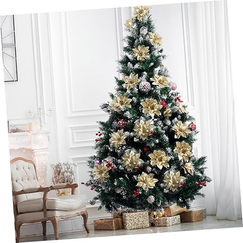 Miniatura 6 de STOBOK Flores artificiales de pascua con purpurina, paquete de 12 adornos de árbol para coronas, guirnaldas, fiestas de vacaciones, decoración de