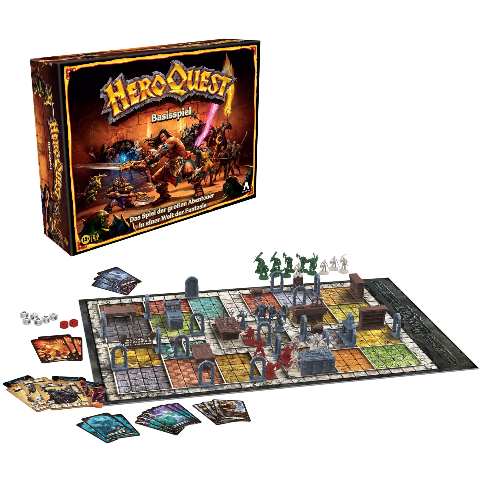 Wizards of The Coast Avalon Hill HeroQuest - Juego de Mesa básico Dungeon Crawler Fantasy Adventure Game de 14 años para 2-5 Jugadores.