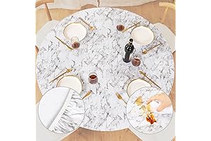 UMINEUX Wipeable Round Table Cover with Elastic Edged & Flannel Backing 40-44"...