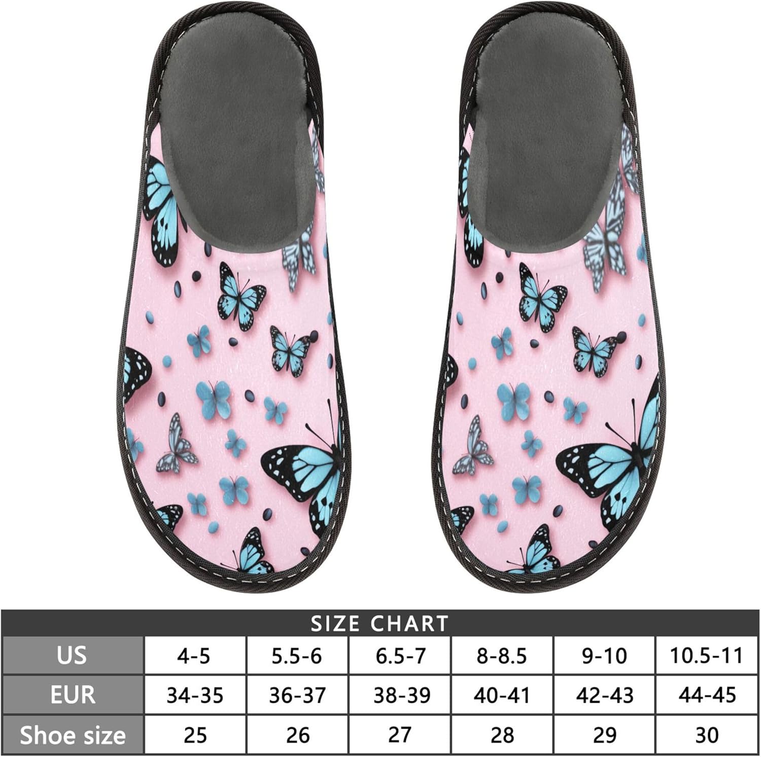 Butterfly House Slippers – Cozy Fuzzy Slippers for Guests, Washable & Disposable, Perfect for Shoeless Home, Spa & Hotel Use A110911