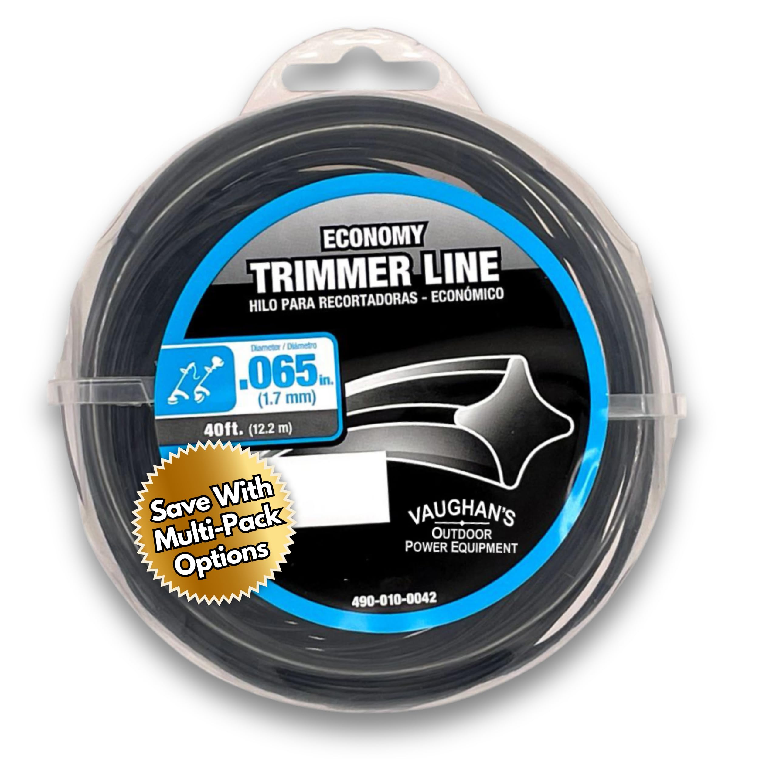 Vaughan's Economy Line .065" Trimmer Line, 40ft | Black Diamond Shaped Polymer | Universal Weed Eater String for Gas & Electric & Battery Models |
