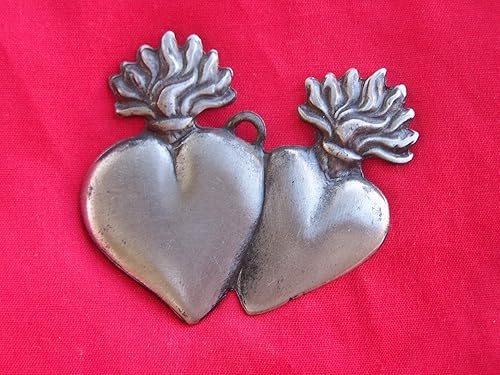 Lata/Plata Sagrado Corazón Gemelo Milagro Ex Voto