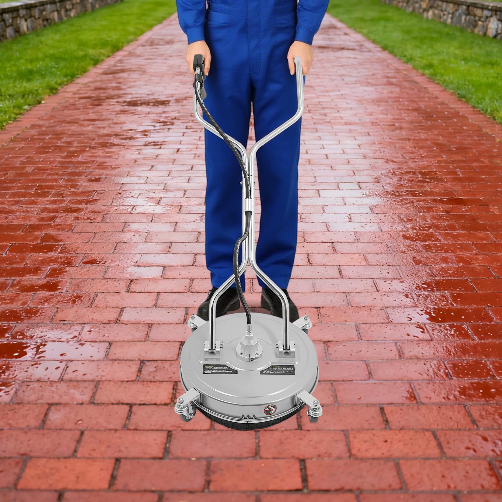 Pulitore ad alta pressione professionale per pavimenti Pulitore per superfici mobile max. 4500PSI Pulitore per terrazze con 4 ruote e 2 ugelli spray, pulitore per superfici per terrazze