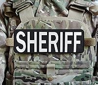 Vista 5 de Parche de tela de bordado grande de 10 x 3 pulgadas, color blanco y negro, para policía policial, chaleco táctico, chaqueta, uniforme, placa