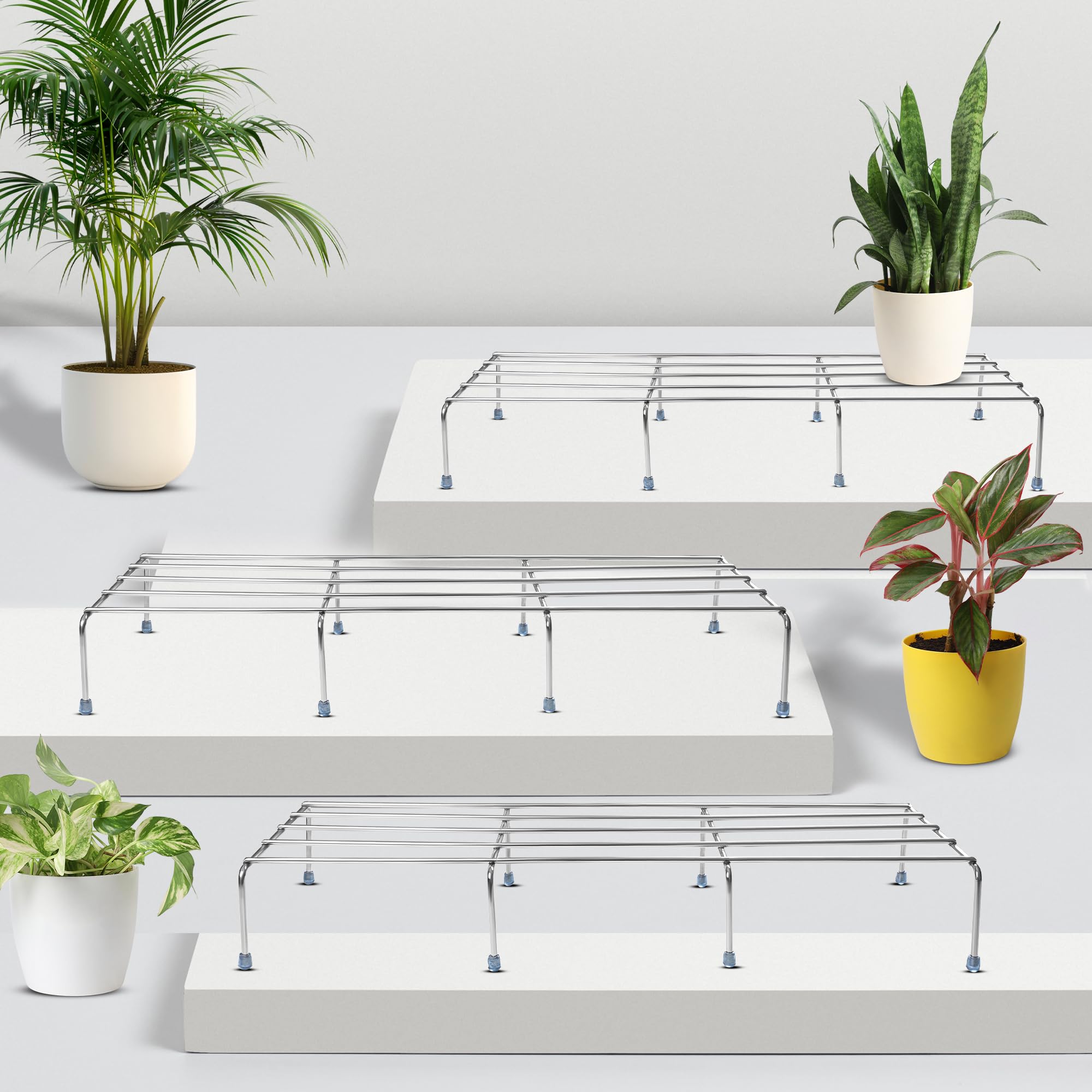 Benevole Stainless Steel Plant Stand for Balcony | Planter Stand for Living Room - 24 inches | Pot Stand for Outdoor & Indoor Plants (Set of 3) (B0DCP9W7NB) Amazon Price History, Amazon Price Tracker