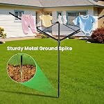 Outdoor Umbrella Drying Rack, 4-Aluminum Arms Folding Rotary Dryer with 12 Lines 165 ft Drying Space Adjustable Height Clothesline w/Waterproof Cover & Ground Spike for Garden Backyard(Black)