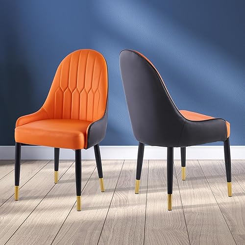 Sillas de cocina, sillas de comedor casuales de cuero, sillas decorativas para sala de estar, juego de 2, patas con tapones de tubo de plástico