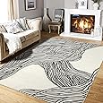 GarveeHome Area Rug for Living Room, Bedroom & Dining Room - 8x10 Modern Abstract Contemporary Cream Soft Faux Wool Washable Non-Slip Low Pile Accent Rug