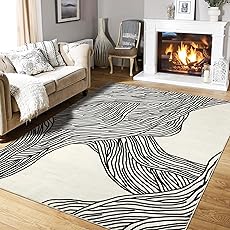GarveeHome Area Rug for Living Room, Bedroom & Dining Room - 8x10 Modern Abstract Contemporary Cream Soft Faux Wool Washable Non-Slip Low Pile Accent Rug