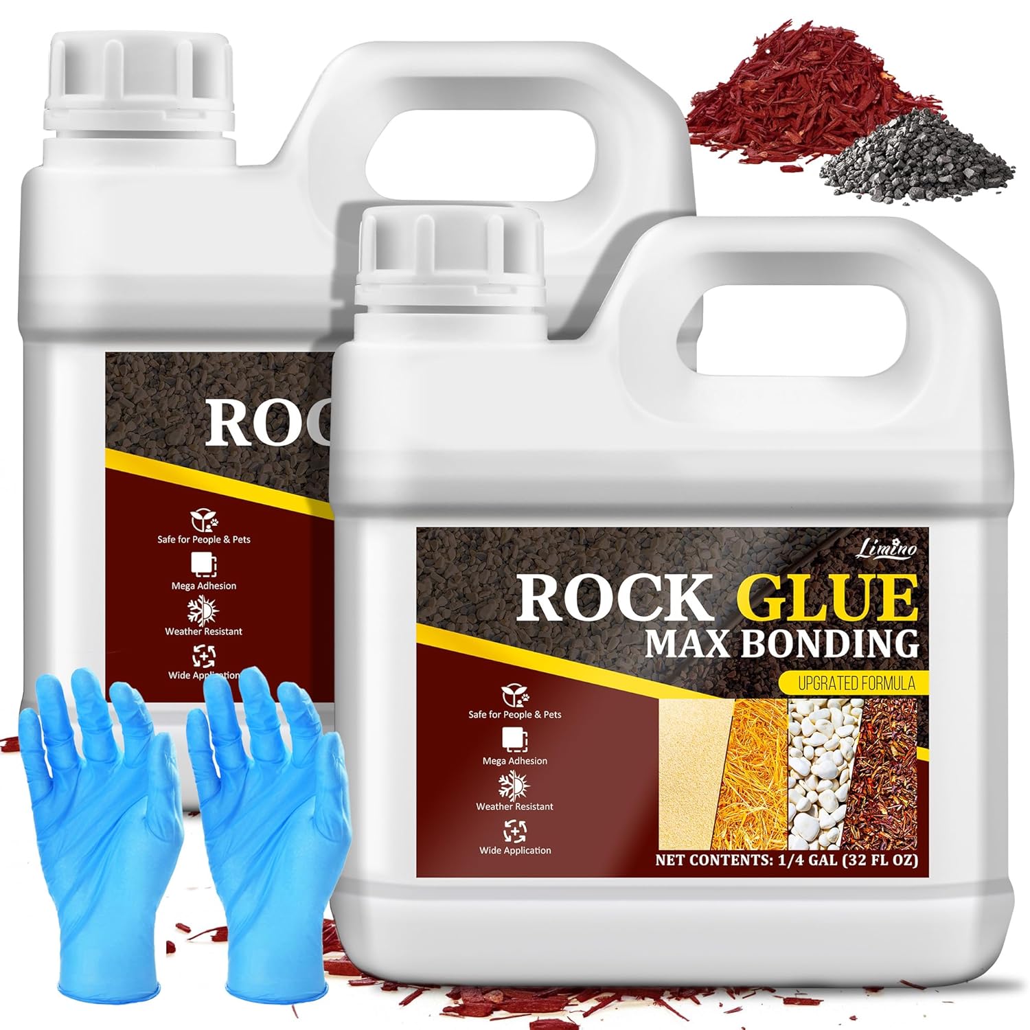 Rock Glue for Landscaping - Strong Mulch Glue for Pea Gravel Landscape, Concentrated Pea Gravel Stabilizer, Max Bonding Outdoor Mulch Binder for Walkways, Driveways, Garden, Patios, Yard (65oz)