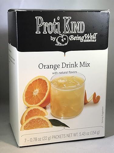 Proti Kind - Mezcla de bebida de naranja, 7 porciones, 0.53 oz de proteína por porción