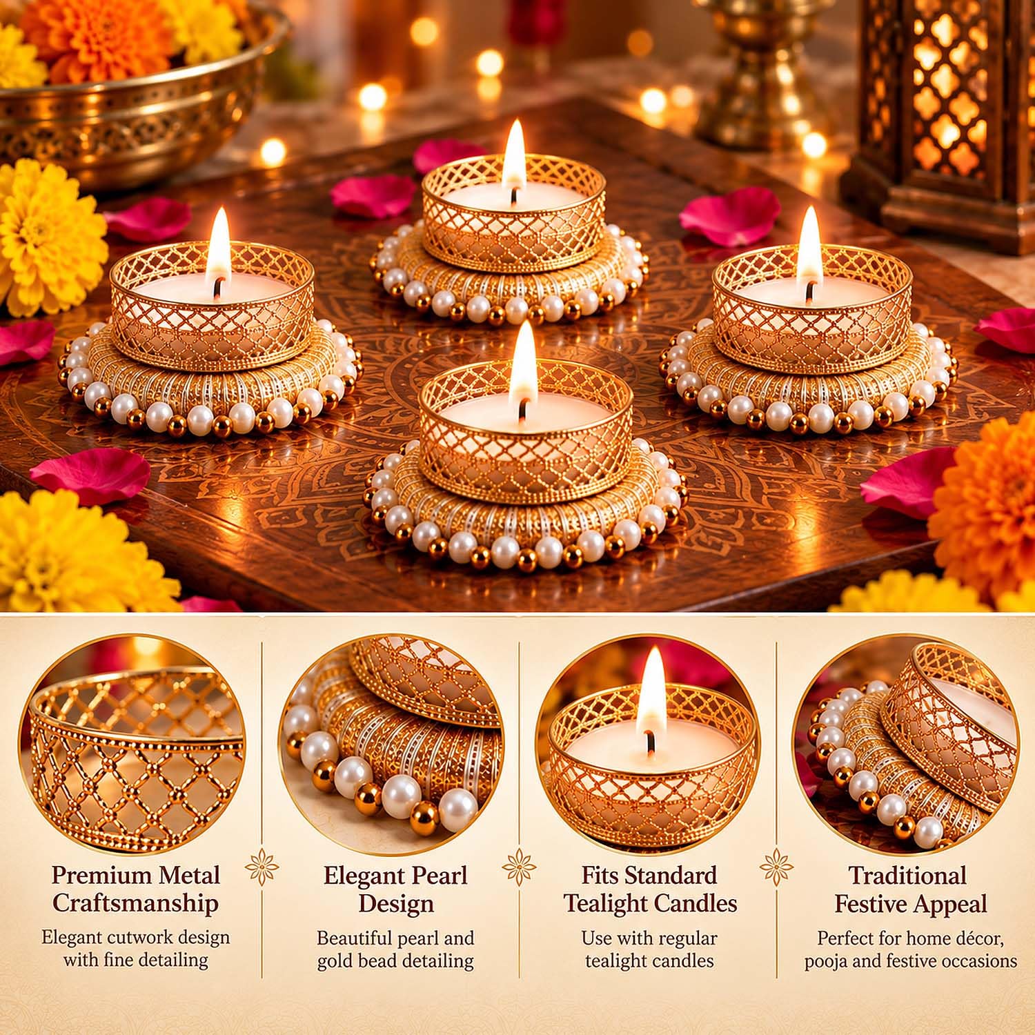 Peacock Tealight Candle Holders - Diwali & Home Decor -7